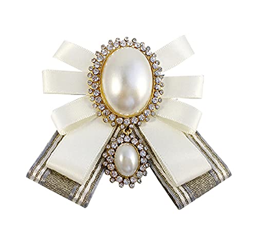 KABELIFE Schleife Brosche Damen Mädchen Schleifenbrosche Schleifen Mit Strass Schmuck Brosche Glitzer Kristalle (Weiß) von Kabelife