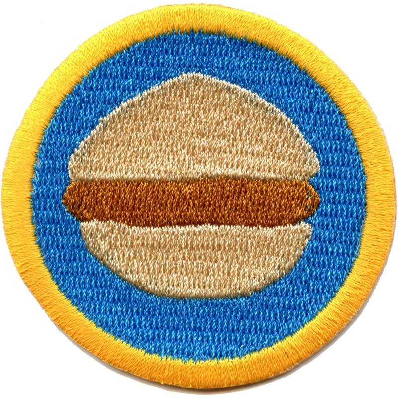 Burger Essen Abzeichen Patch Kochen Scout Schärpe Aufbügler Gestickt Ce4 von KADLLC