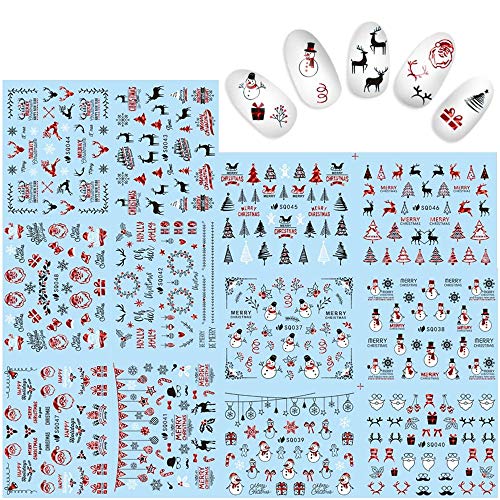 KADS 1Blatt Weihnachten Nagelaufkleber Nailart Sticker Nagel-Abziehbilder selbstklebend - Schnee, Weihnachtsmann,Rentiere,Schneeflockendesigns (Weihnachtsstil 5) von KADS