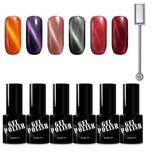 KADS Cat eyes UV nagellack Clavuz Katz augen set Nail Gel Polish soak off Nagelgel,6 Farben Geschenk Kit,1x Magnet von KADS