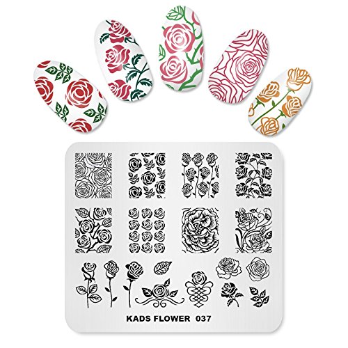 KADS Nagel Stamping Platte Blume Nail art Stempel Vorlage DIY Bild Vorlage Maniküre Stamp Platte Schablone Werkzeuge (FL037) von KADS