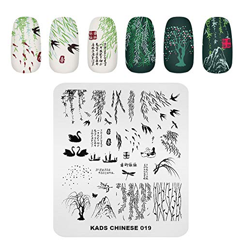 KADS Nail Art Stamping Plate Spring Willow Swan Schablone Nail Art Design Dekoration Werkzeug Stempel Platte (CN019) von KADS