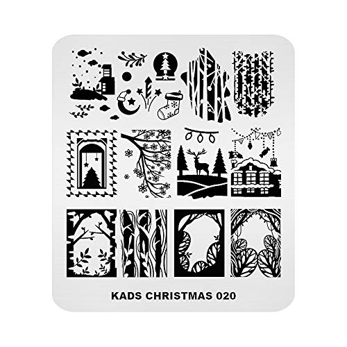 KADS Nail Art Stamping Plate Christmas Elch Schneemann Bell Balloon Christmas Tree Nail Image Plate Decoration Design Tool (CH020) von KADS