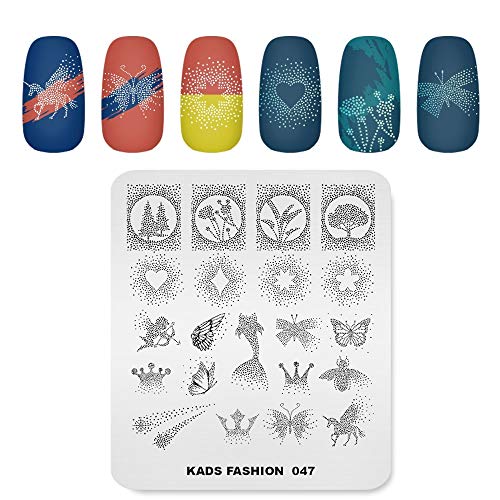 KADS Stamping Platte Nagel Stempel Schablone Sparkling Betterfly Meteor Wing Mermaid Nail Art Design Dekoration Werkzeug (FA047) von KADS