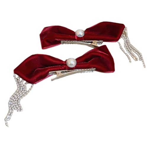 2 Stück Haarspange Haarnadeln Süße Schleife Strass Quasten Haarnadel für Frauen von KADSXIYA