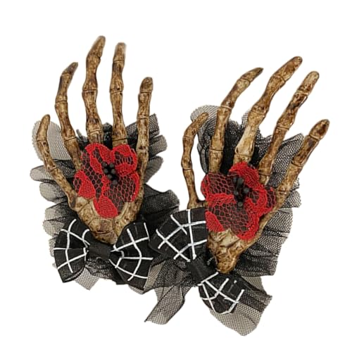 Auffällige Haarspange mit Totenkopf-Hand- und Rosen-Haarspange für Mädchen, Make-up, Hautpflege von KADSXIYA