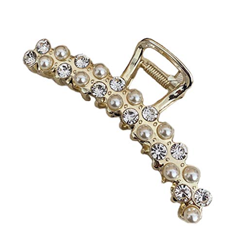 Haarklammer für koreanische Frauen, Metall, goldfarben, Kunstperlen für Strass, verzierte Kieferklemme, Schmuck, elegantes Styling von KADSXIYA