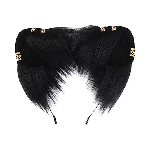 Haarreif für Erwachsene, Cartoon-Katzenohr-Form, mit goldfarbenen Ohren, Halloween-Haarreif von KADSXIYA