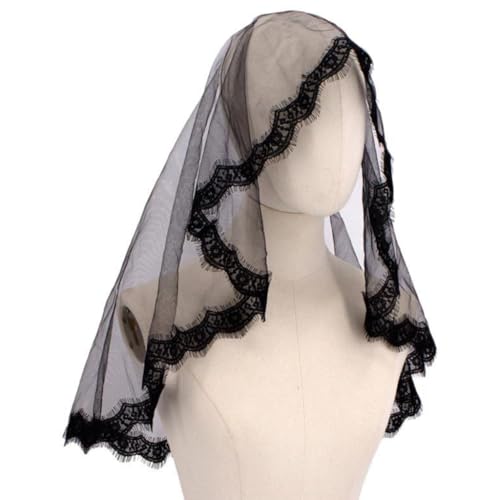Halloween Party Schwarzer Schleier Gruselkostüm Spitzenschleier für Braut Tag des Todes von KADSXIYA