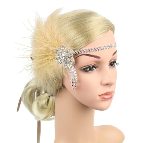 KADSXIYA Auffälliger Haarreif mit Strass und Feder für Damen, Bohemia-Styling-Haarband von KADSXIYA