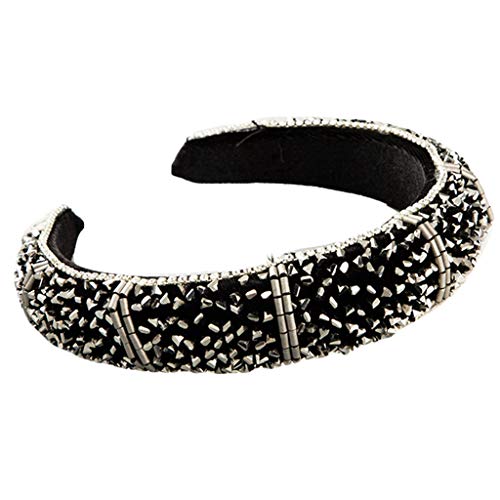 KADSXIYA Barock-Samt-Schmuck, breites Stirnband, Glitzer, für Strass, Kettenrand, Haarreif, Schaumstoff, gepolstert, Kunstkristall, verzierter Damen-Kopfschmuck von KADSXIYA