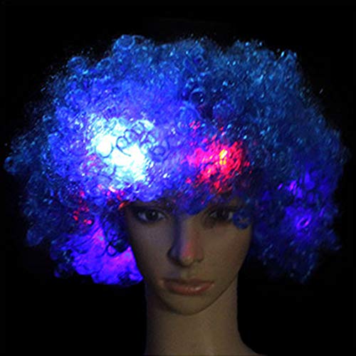 KADSXIYA Bunte Halloween-Perücke mit LED-Licht, Afro-Clown-Perücke, Cosplay, blinkend, leuchtet von KADSXIYA