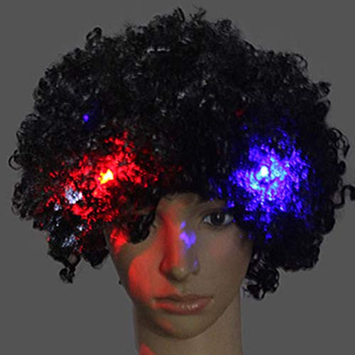 KADSXIYA Bunte Halloween-Perücke mit LED-Licht, Afro-Clown-Perücke, Cosplay, blinkend, leuchtet von KADSXIYA