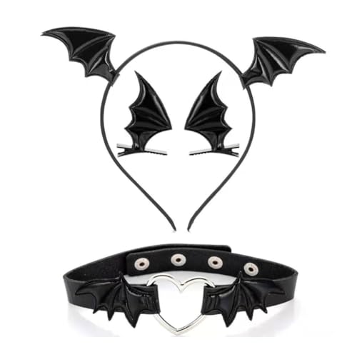 KADSXIYA Cooles Mädchen-Halsband, dunkles Haarband, Halloween-Haarspangen + Choker, Party-Kostüm von KADSXIYA
