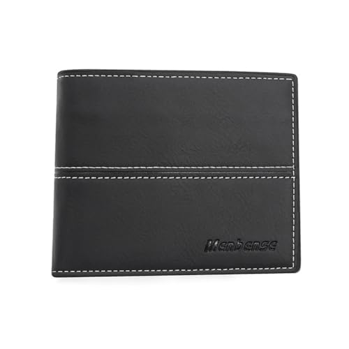 KADSXIYA Elegante Herren PU Geldbörse Kurze Faltbare Münzbörse Große Kapazität Slim Wallets, Schwarz von KADSXIYA