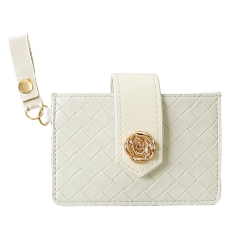 KADSXIYA Elegante blockierende Kartenbörse aus PU-Leder, kurze Geldbörse, Münztasche für den täglichen Gebrauch, Weiss/opulenter Garten von KADSXIYA