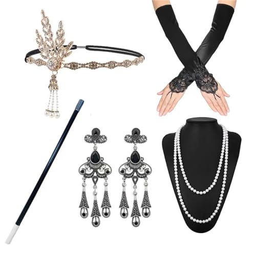 KADSXIYA Gefiedertes Kopfschmuck-Set mit Schmucksteinen für Singles, Party, Halloween-Party von KADSXIYA