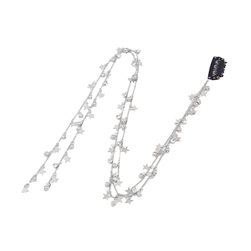 KADSXIYA Glänzende Strass-Stern-Quaste, geflochtene Haarkette, Schmuck für Damen, Hip-Hop-Haarkette von KADSXIYA