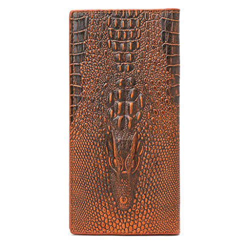 KADSXIYA Herren 3D Alligator Wallet Bifold ID Card Holder Purse for Case Long Clutch Billf, Khaki von KADSXIYA