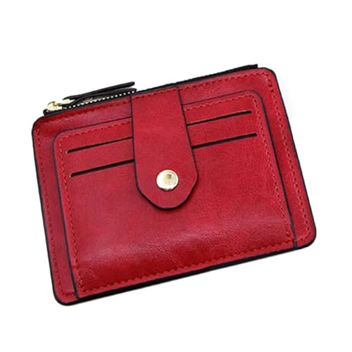 KADSXIYA Herren Slim Wallet mit Münzfach und Kreditkartenfächern PU Leder Geldbörse, Rot/Ausflug, einfarbig (Getaway Solids) von KADSXIYA