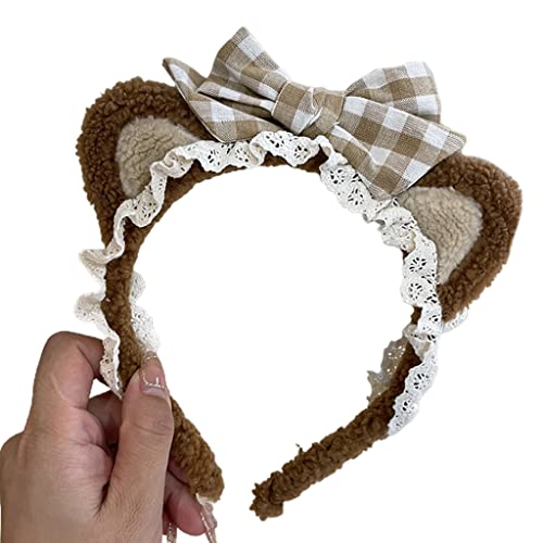 KADSXIYA Karierte Schleifen für Katzenohren Stirnband Lolita Kätzchenohren Haarband Party Kopfbedeckung von KADSXIYA