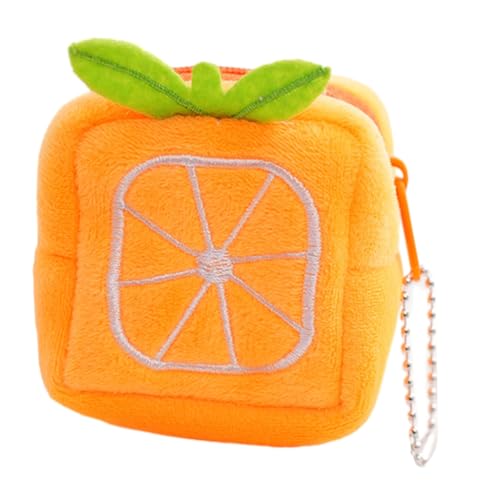 KADSXIYA Münzgeldbörse in Obstform für Damen, kleine Schlüsseltasche, Headset-Tasche, Orange/Abendrot im Zickzackmuster (Sunset Chevron) von KADSXIYA