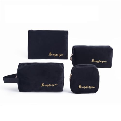 KADSXIYA Reise-Make-up-Tasche mit großem Fassungsvermögen, für Damen, Kulturbeutel, Kosmetiktasche, 4 Stück, Schwarz von KADSXIYA