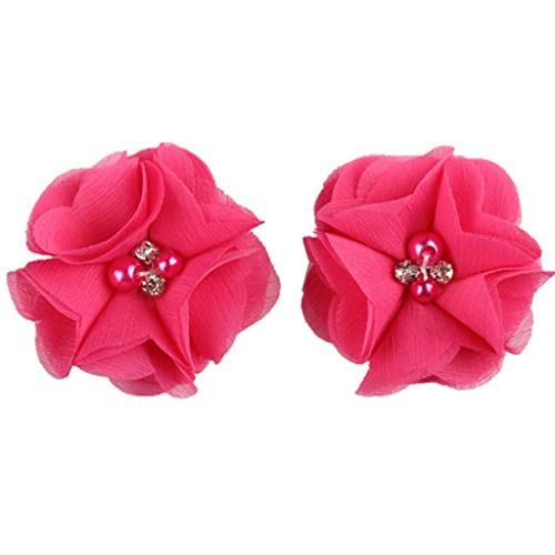 Krokodil-Haarspangen, Chiffon-Blume mit Kristallperlen, Haarspangen für Damen von KADSXIYA
