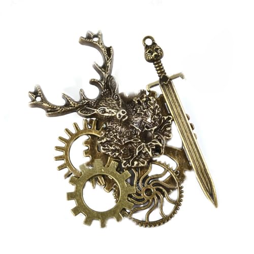Vintage Brosche Pin Haarspange mit Steampunk-Zahnrädern und Tierdekorationen von KADSXIYA