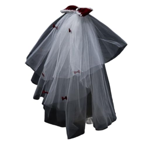 Weihnachtlicher Tüll-Brautschleier mit weißer Perlenschleife, eleganter Brautjungfernschleier von KADSXIYA