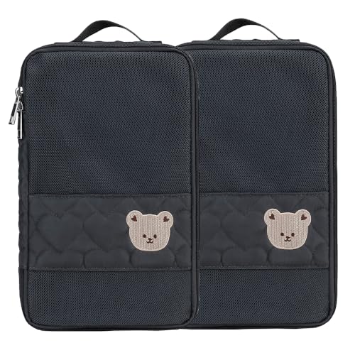 KADUNDI Organizer-Taschen für Baby-Wickeltaschen – 2er-Pack wasserdichte Wickeltasche zum Aufhängen, süße Netztasche mit Bärenmotiv, wiederverwendbar, waschbar oder für Baby-Stoffwindeln (schwarz) von KADUNDI