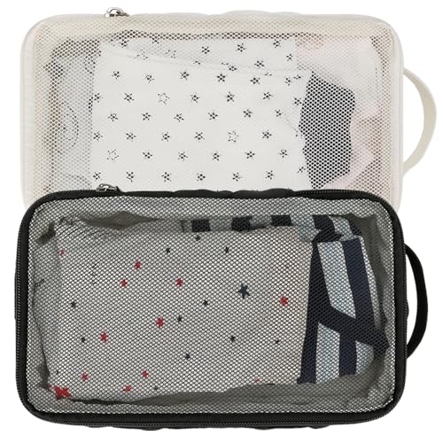 KADUNDI Organizer-Taschen für Baby-Wickeltaschen – 2er-Pack wasserdichte Wickeltaschen zum Aufhängen, Netztasche, wiederverwendbar, waschbar oder für Baby-Stoffwindeln (Weiß-Schwarz) von KADUNDI
