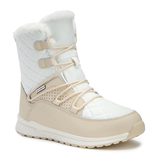 KADVA Winterstiefel Damen SUMMIT Mid in Weiß Größe 39 EU Wasserdichte und atmungsaktive Winterstiefel für Frauen Rutschfeste TPR-Sohle und verstärkter Zehenschutz Isolierung gegen Schnee und Frost von KADVA