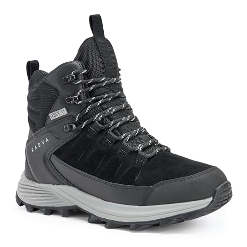 KADVA Winterstiefel Herren ASCENT Größe 42 Farbe SCHWARZ Wasserdichte Membrane und stoßdämpfende und atmungsaktive Einlegesohlen ORTHIEASE Schneestiefel mit Knöchelstabilisierung und Isolierung von KADVA