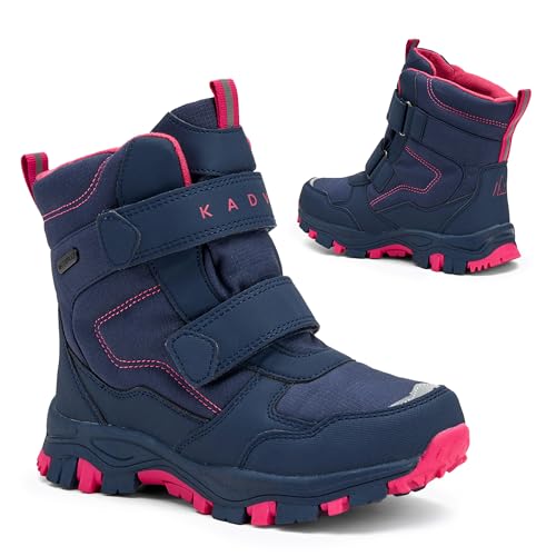 KADVA Winterstiefel Kinder SNOWEY Größe 32 Farbe Navy-Fuchsie Wasserdichte und atmungsaktive Winterstiefel für Kinder Rutschfeste Sohle und verstärkter Zehenschutz Schnee- und Frostisolierung von KADVA