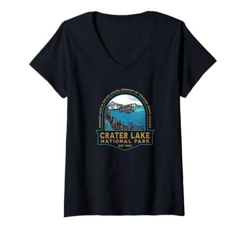Damen Crater Lake National Park Oregon Mount Mazama Wandern Camping T-Shirt mit V-Ausschnitt Damen Crater Lake National Park Oregon Mount Mazama Wandern Camping T-Shirt mit V-Ausschnitt von KAEDAM Gifts: Crater Lake National Park