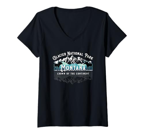 Damen Glacier National Park Montana Wandern Elch Camping Souvenir T-Shirt mit V-Ausschnitt Damen Glacier National Park Montana Wandern Elch Camping Souvenir T-Shirt mit V-Ausschnitt von KAEDAM Gifts: Glacier National Park