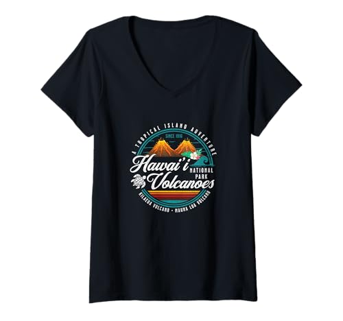 Damen Souvenirs des Hawaii-Vulkan-Nationalparks Kilauea Mauna Loa T-Shirt mit V-Ausschnitt Damen Souvenirs des Hawaii-Vulkan-Nationalparks Kilauea Mauna Loa T-Shirt mit V-Ausschnitt von KAEDAM Gifts: Hawaii Volcanoes National Park