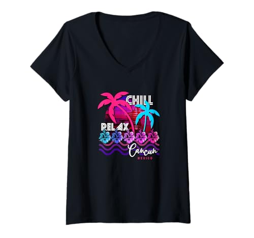 Damen Cancun Mexiko Strand Sommer Urlaub Frühling Urlaub Souvenir T-Shirt mit V-Ausschnitt Damen Cancun Mexiko Strand Sommer Urlaub Frühling Urlaub Souvenir T-Shirt mit V-Ausschnitt von KAEDAM Gifts: Mexico: Cancun