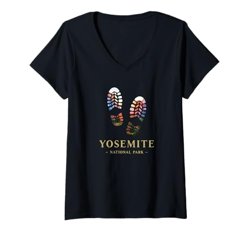 Damen Yosemite National Park USA Wanderschuh Camping Souvenir T-Shirt mit V-Ausschnitt Damen Yosemite National Park USA Wanderschuh Camping Souvenir T-Shirt mit V-Ausschnitt von KAEDAM Gifts: Yosemite National Park