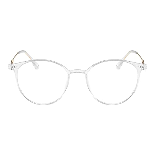 KAEOISFU Superleicht Oval Transparentem Rahmen Lesebrille Damen Herren 1,5, Runden Blaulichtfilter Computerbrille Lesebrillen, Retro-Runde Computer Lesebrillen mit Sehstärke von KAEOISFU