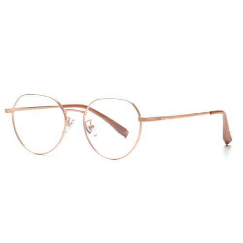 KAEOISFU Modische Runde Lesebrille 2,5 für Damen, Retro Metall Anti-Blaulicht-Computerleser, Rund Lesehilfen Brille von KAEOISFU
