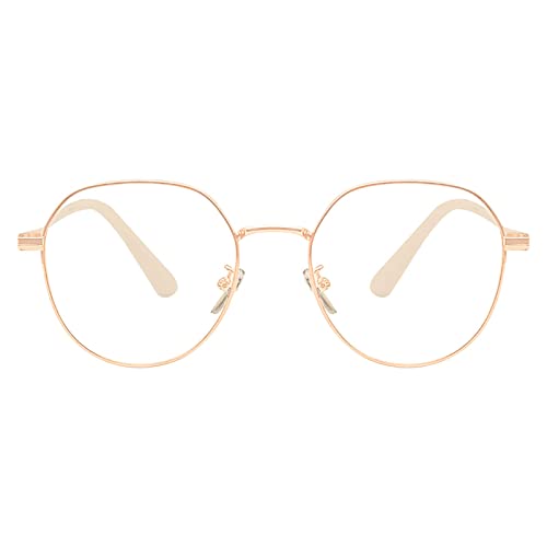 KAEOISFU Retro Ovalem Metall Gold Rahmen Lesebrille 2 0 Dioptrien für Damen und Herren, Modischer Roud Blaulichtfilter Computer Lesebrillen von KAEOISFU