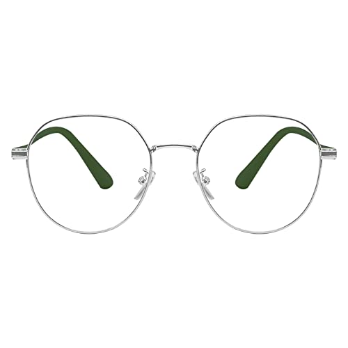 KAEOISFU Retro Ovalem Metall Silber Rahmen Lesebrille 3 0 Dioptrien für Damen und Herren, Modischer Roud Blaulichtfilter Computer Lesebrillen von KAEOISFU