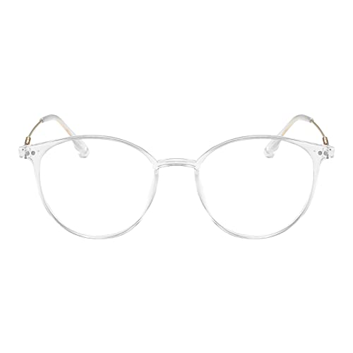 KAEOISFU Superleicht Oval Transparentem Rahmen Lesebrille 2,25 Damen Herren, Runden Blaulichtfilter Computerbrille Lesebrillen, Retro-Runde Computer Lesebrillen mit Sehstärke von KAEOISFU