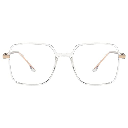 KAEOISFU Übergroße Transparentem Lesebrille 1,5 für Herren Damen, Großer Blaulicht Blockierende Computerleser, Gross Quadratische Leser Brille von KAEOISFU