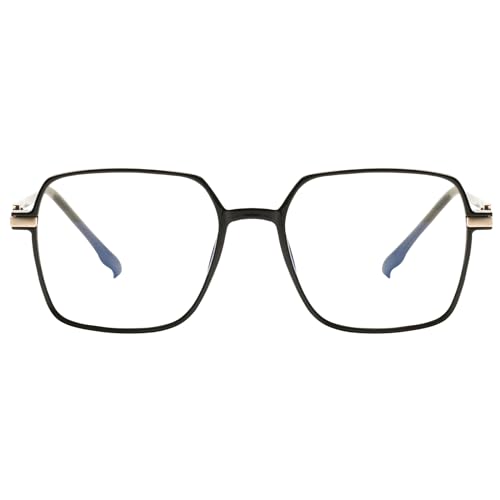 KAEOISFU Übergroße Quadratische Transparentem Lesebrille Herren Damen, Blaulicht Blockierende Computerbrille Lesebrillen mit Sehstärke von KAEOISFU