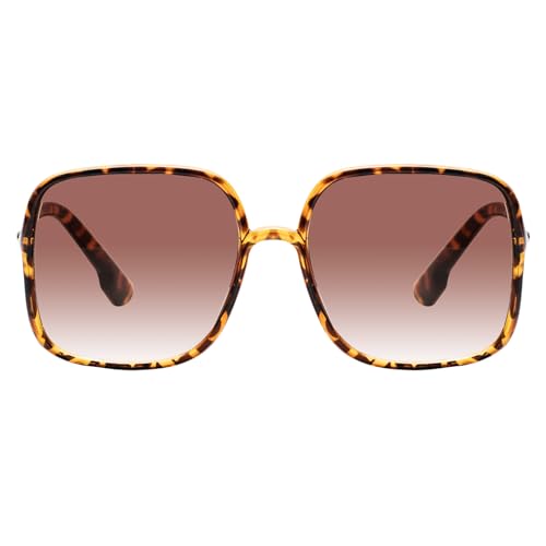 KAEOISFU Übergroße Quadratische UV400 Lesesonnenbrille 1,0 für Damen, Große Anti-UV-/Blend-Sonnenlesebrille, Damenmode-Sonnen-Leser mit Gross Rahmen von KAEOISFU
