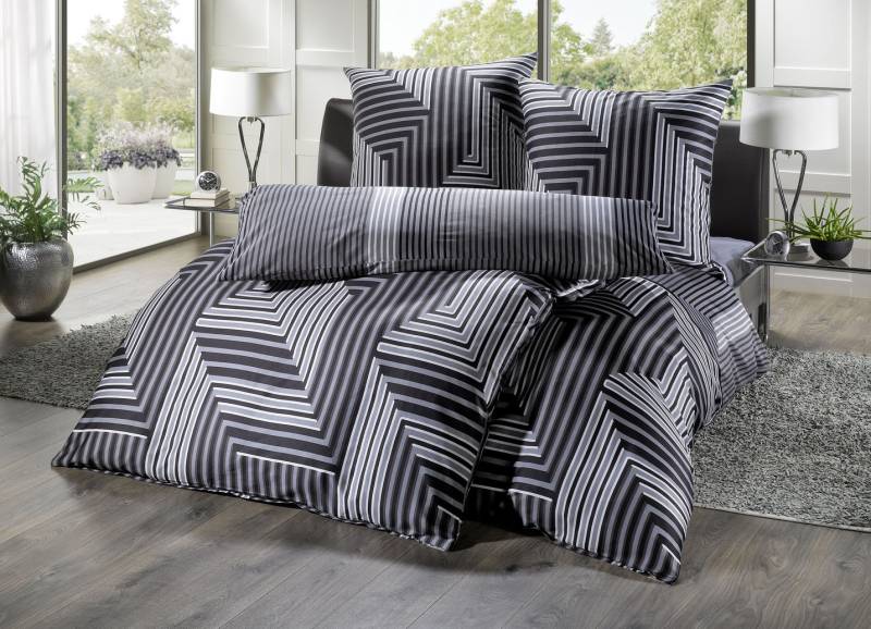 Baumwoll Bettwäsche-Garnitur, Größe 114 (80/80 cm + 155/200 cm), Anthrazit von KAEPPEL