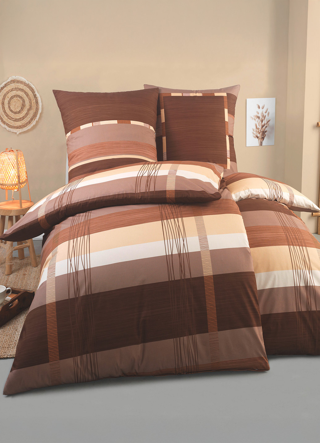 Bettwäsche-Garnitur in Renforcé-Qualität, Größe 115 (80/80 cm + 155/220 cm), Nugat von KAEPPEL